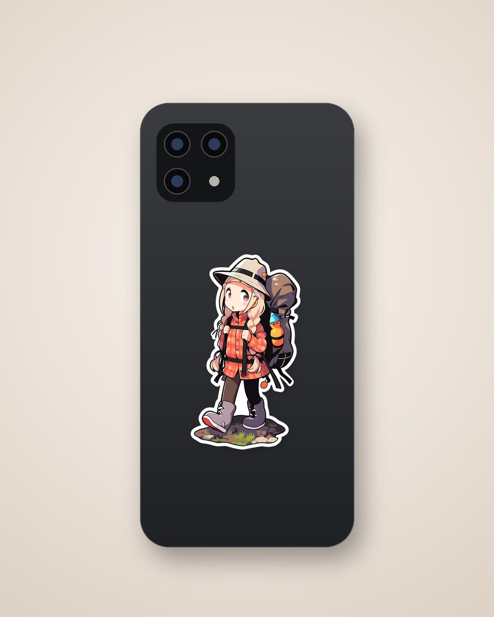 Surprised Anime Girl Hiking Sticker