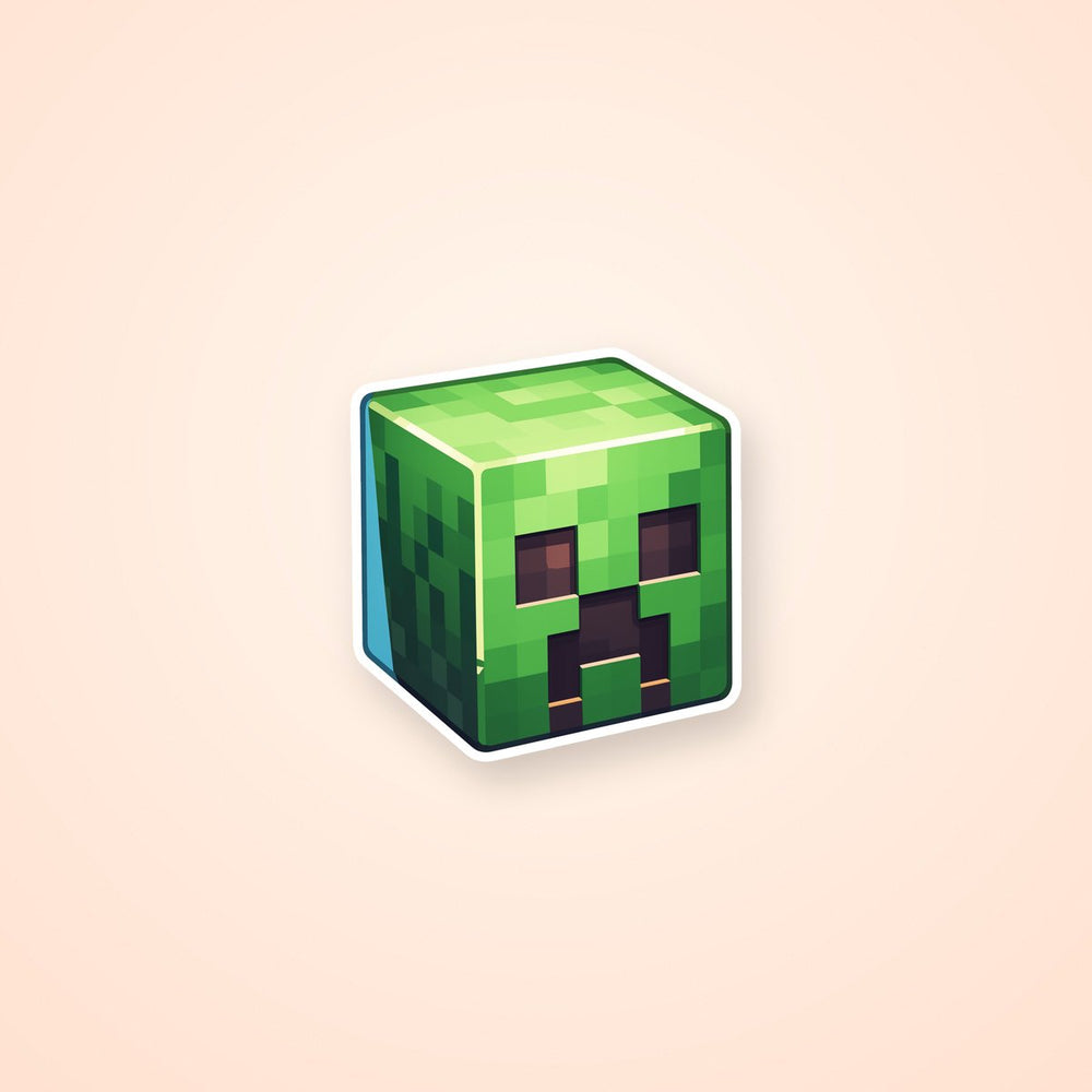 Minecraft Creeper Cube Head Sticker