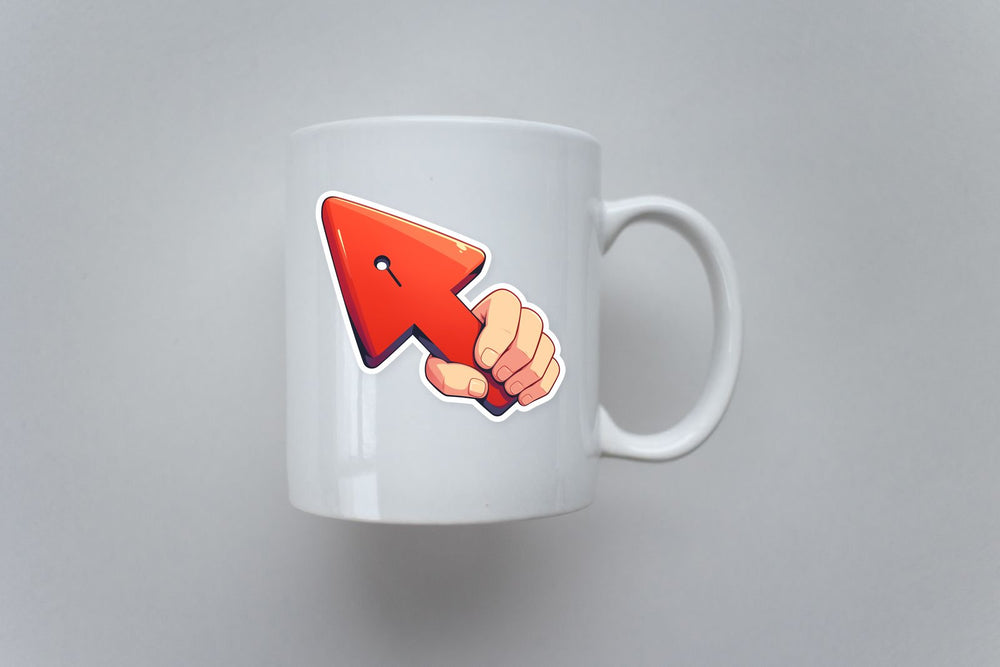 Hand Holding Red Arrow Sticker