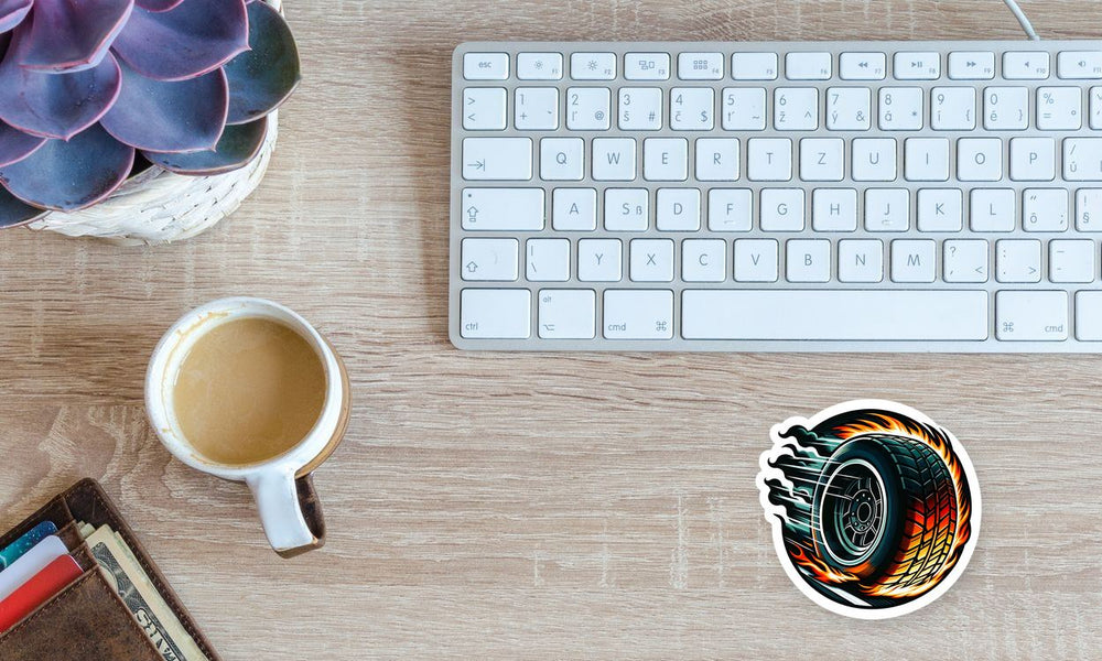 Burning Wheel in Motion Sticker