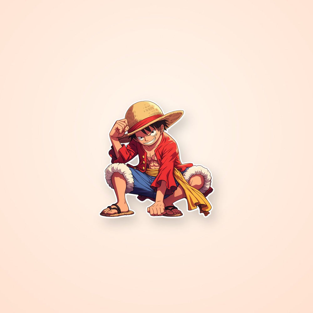 One Piece Monkey D. Luffy Squatted Down Sticker