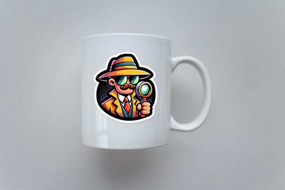 Detective with Magnifying Glass Art Sticker