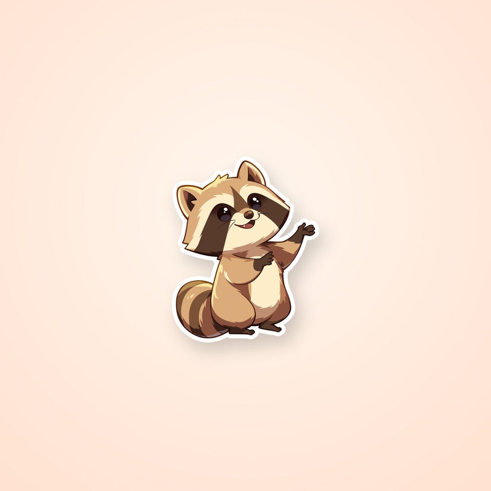 Cute Raccoon Waving Sticker