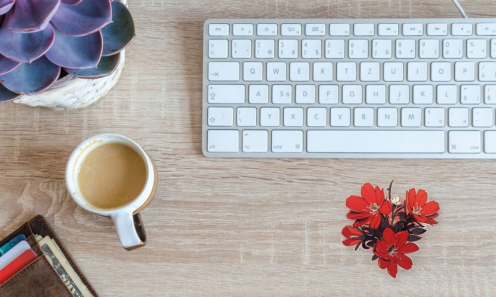 Beautiful Four Red Flowers Sticker