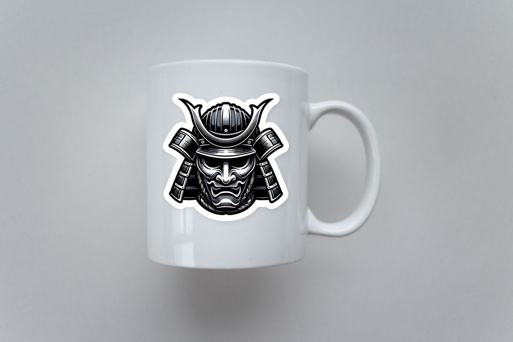 Samurai Mask Metal Warrior Sticker