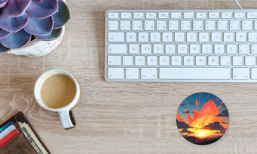Beautiful Sunset & Clouds Round Sticker