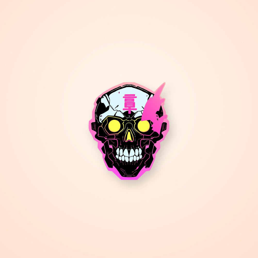 Cyber Skull Pink Stroke Sticker