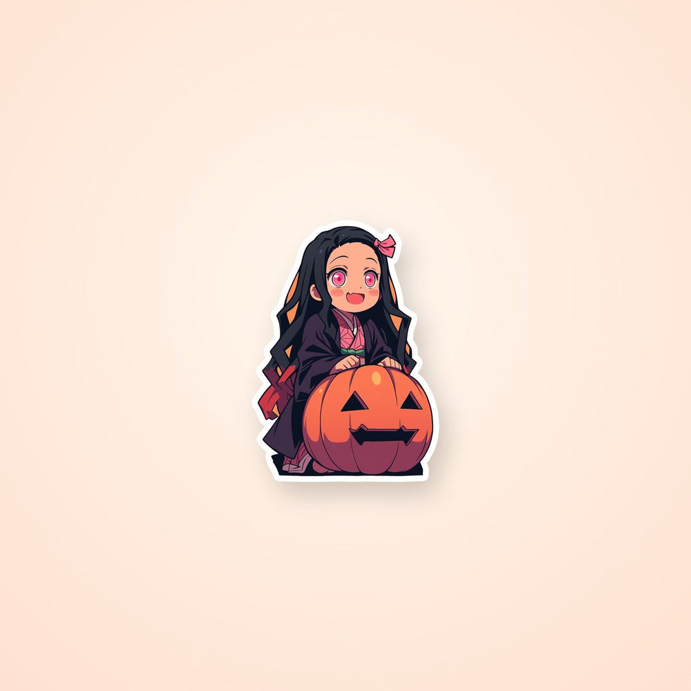 Chibi Nezuko Kamado Halloween Pumpkin Sticker