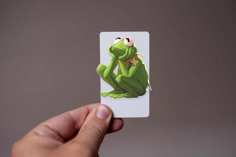 Kermit Frog Contemplating Meme Sticker