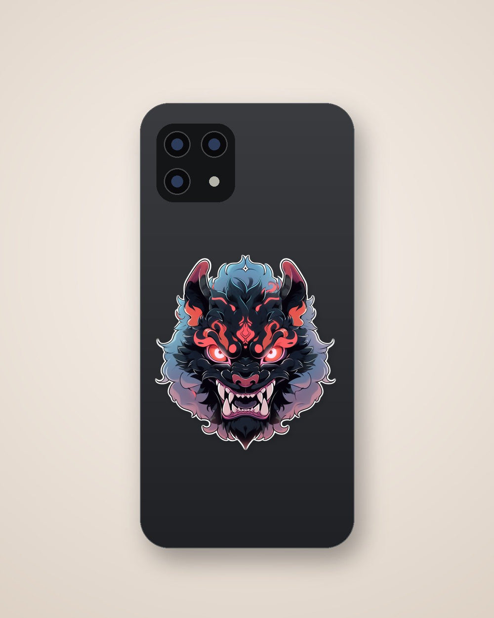 Aesthetic Dark Japanese Oni Mask Sticker
