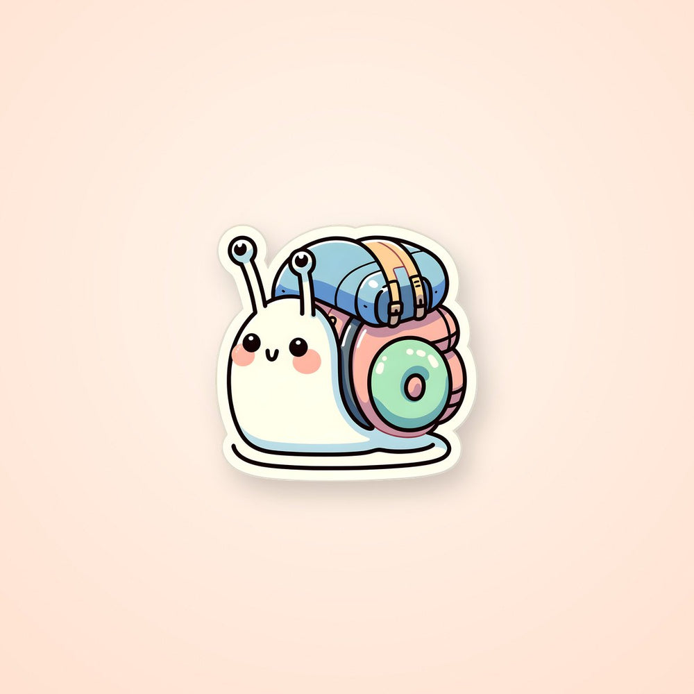 Cute Snail with Backpack Sticker