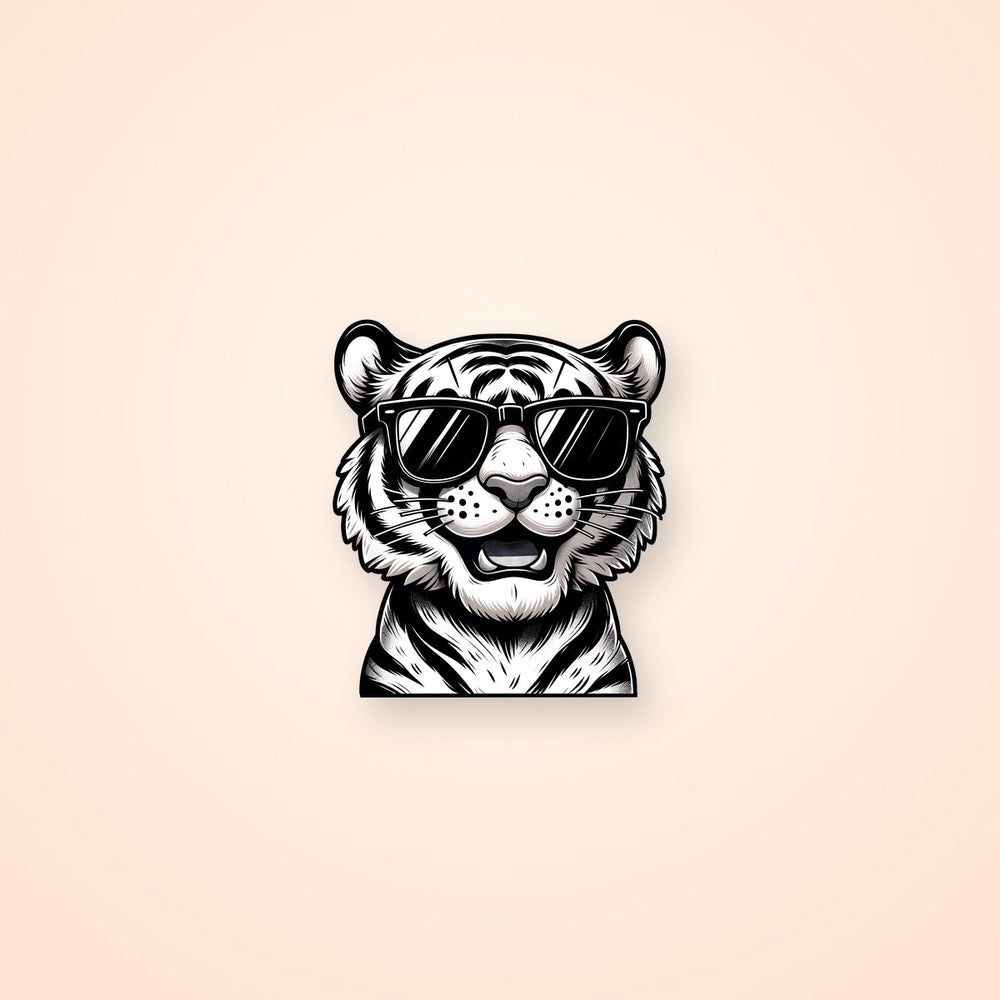 Black & White Tiger in Glasses Sticker