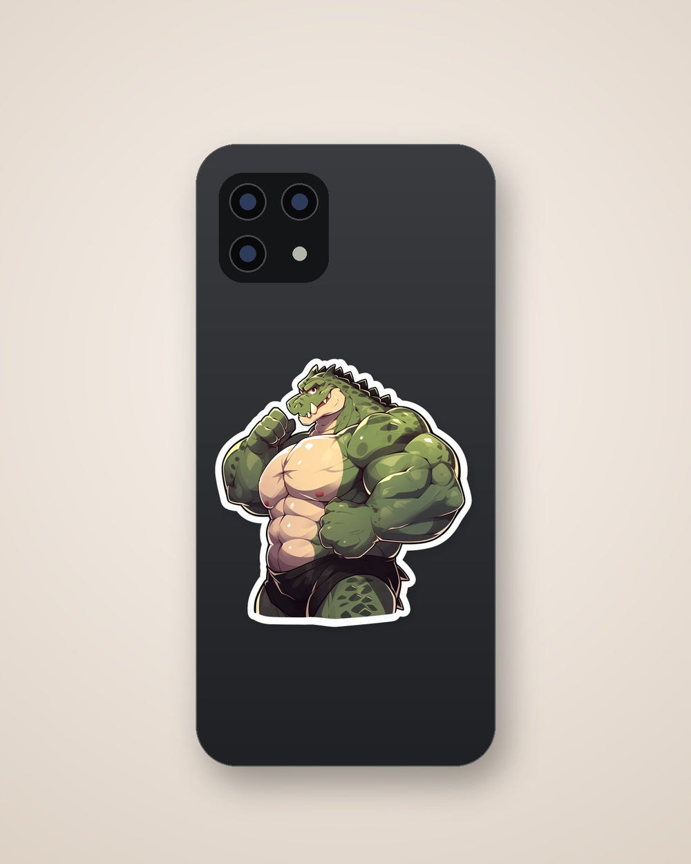 Crocodile Bodybuilder Cartoon Sticker