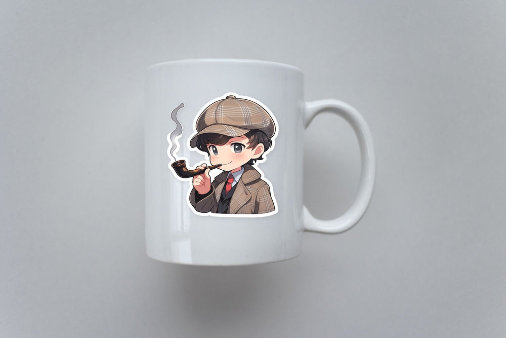 Child Sherlock Holmes with Pipe Sticker