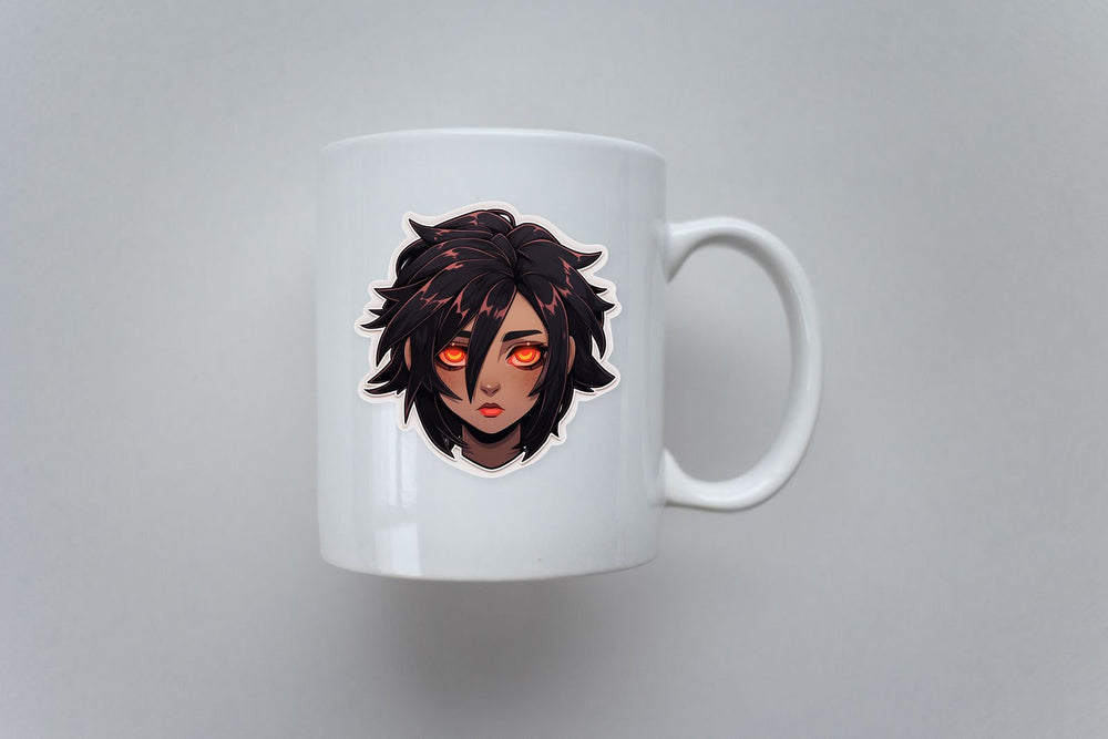 Anime Girl with Glowing Orange Eyes Sticker
