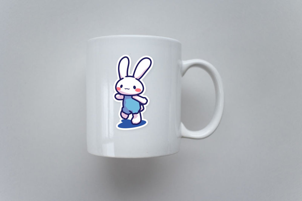 Cute Blue Bunny Kawaii Character Sticker