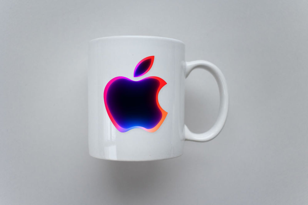 Dark Blue Apple Logo with Red Sticker