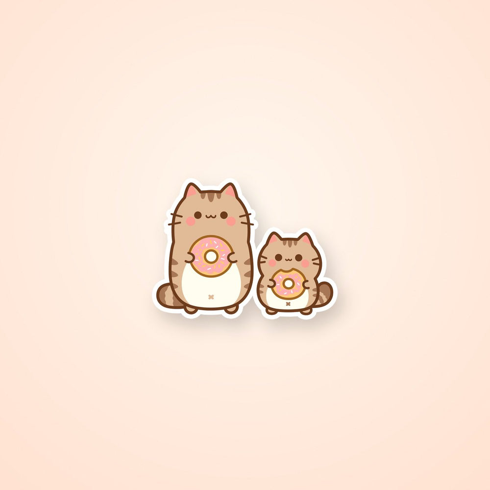 Adorbale Cats with Donuts Sticker