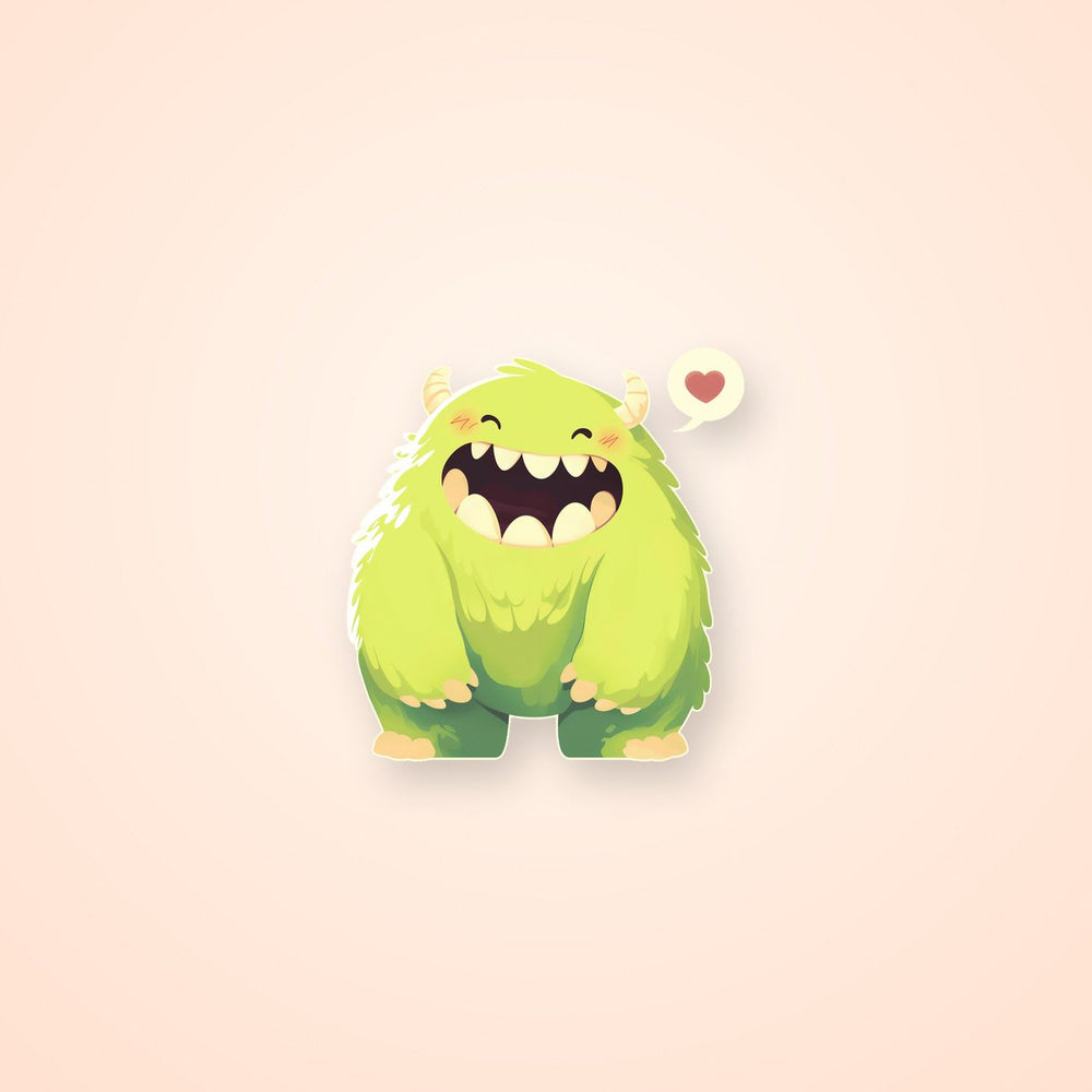 Cute Green Monster Love Sticker