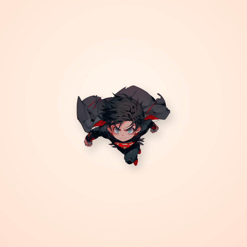 Cute Anime Superman Black Suit Sticker