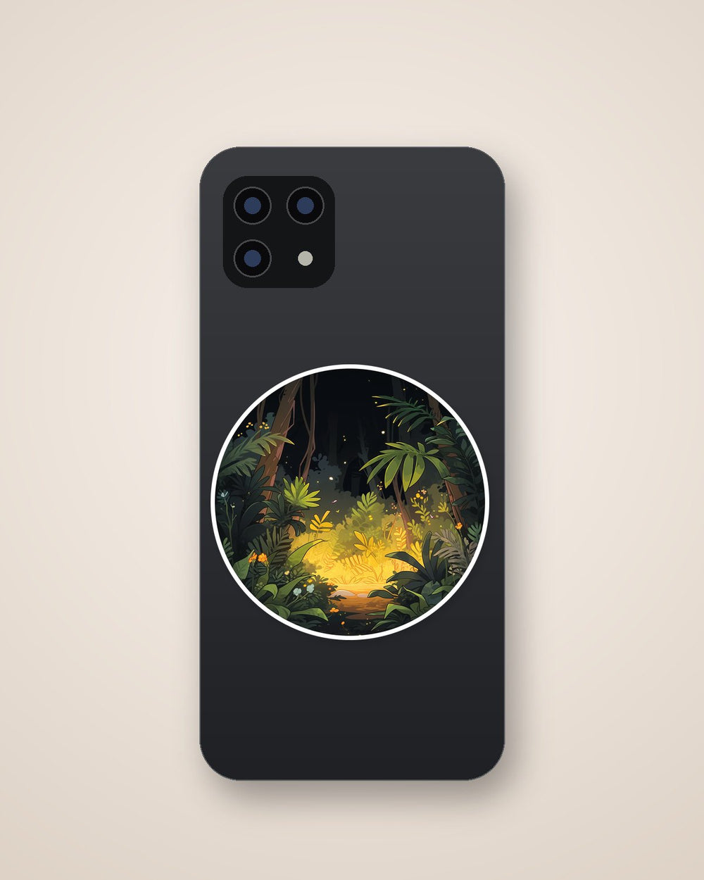 Night Tropical Jungle Round Sticker