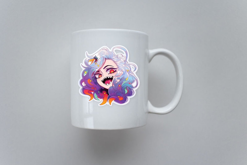 Silver-Haired Moonlit Fanged Maiden Sticker