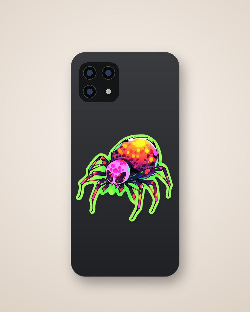 Halloween Colorful Spider Green Stroke Sticker