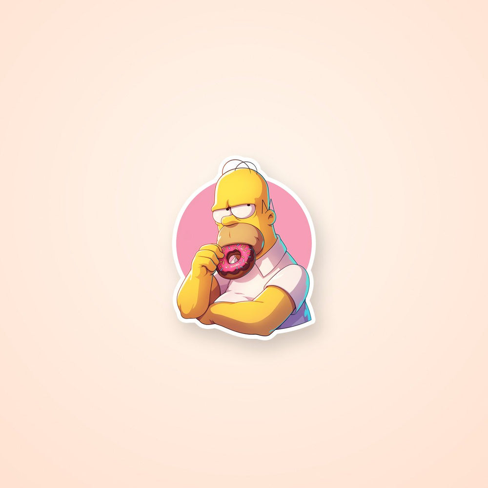 Homer Simpson Eating Donut Sticker