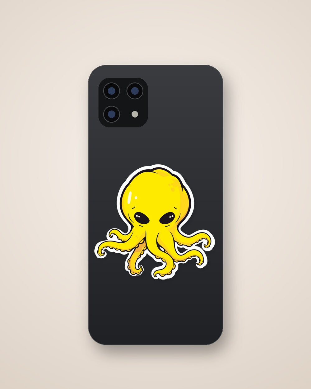 Yellow Octopus Cartoon Sticker