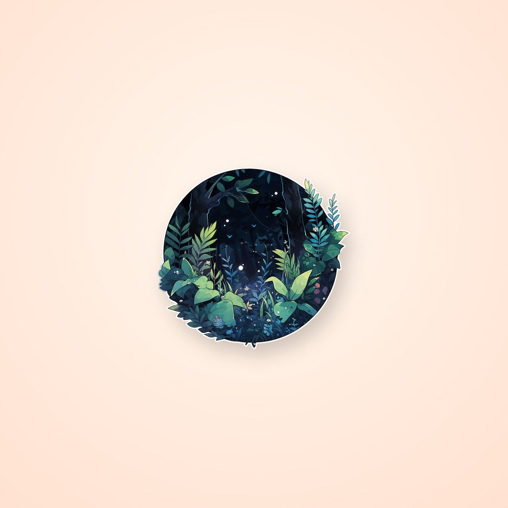 Magic Night Forest Round Sticker