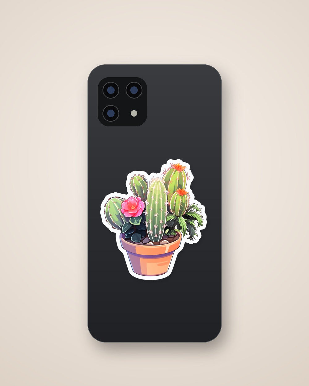 Aesthetic Flowerpot Cactus Plants Sticker
