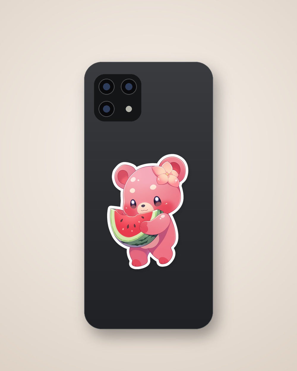 Pink Bear with Watermelon Sticker