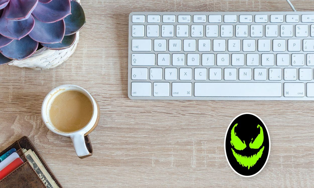 Neon Green Joker Smile Horror Face Sticker