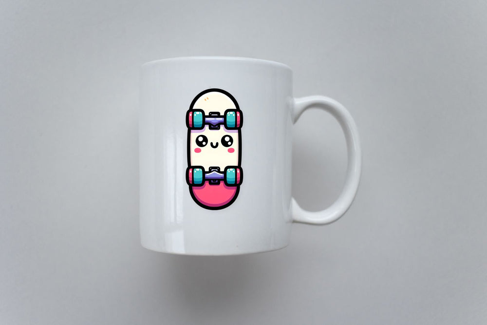Cute Skateboard Kawaii Face Sticker