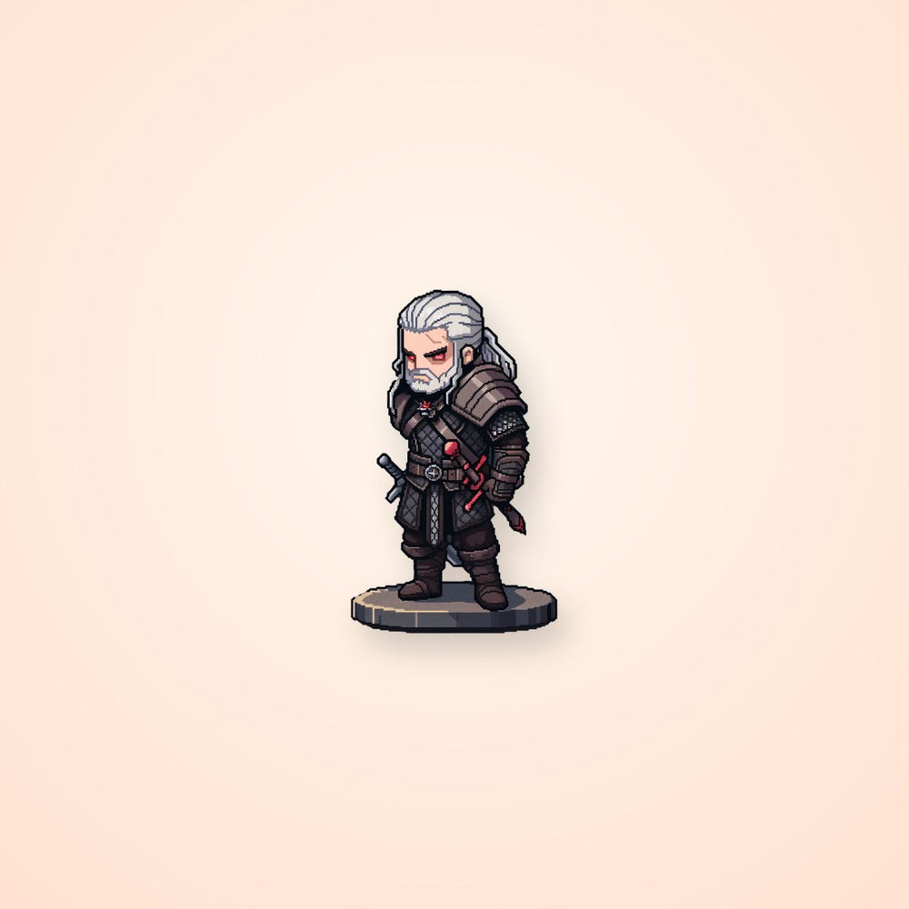 Witcher Figurine Geralt Pixel Sticker