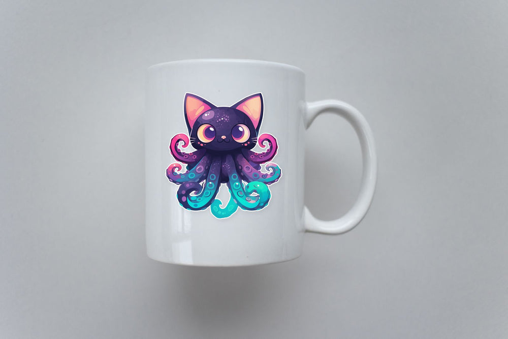 Black Cat Octopus Funny Sticker