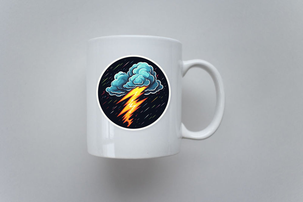 Cloud with Lightning Round Sticker