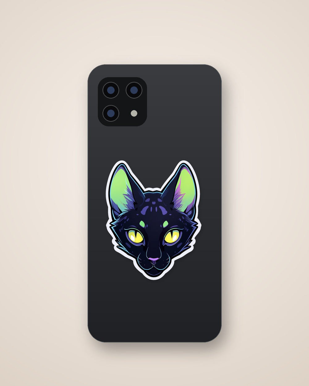 Cat Head with Yellow Eyes Art Sticker