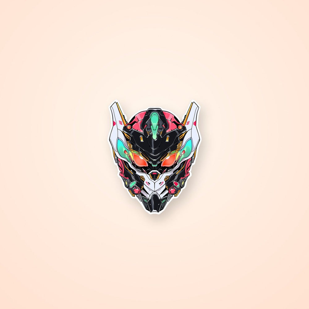 Cyborg Mech Warrior Head Sticker