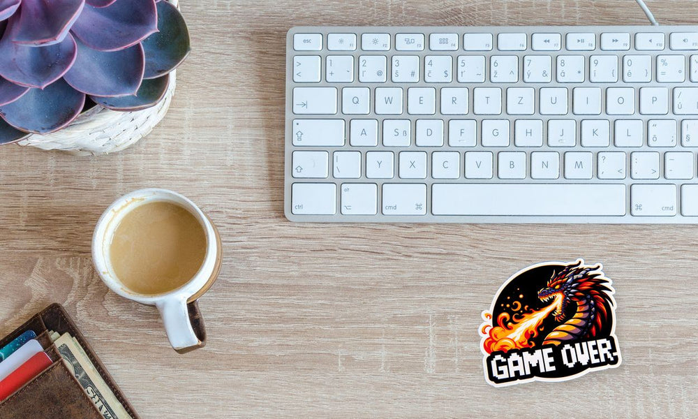 Game Over Dragon Fire Pixel Sticker