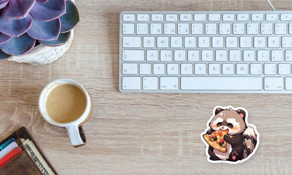 Cute Raccoon Eating Pizza Sticker