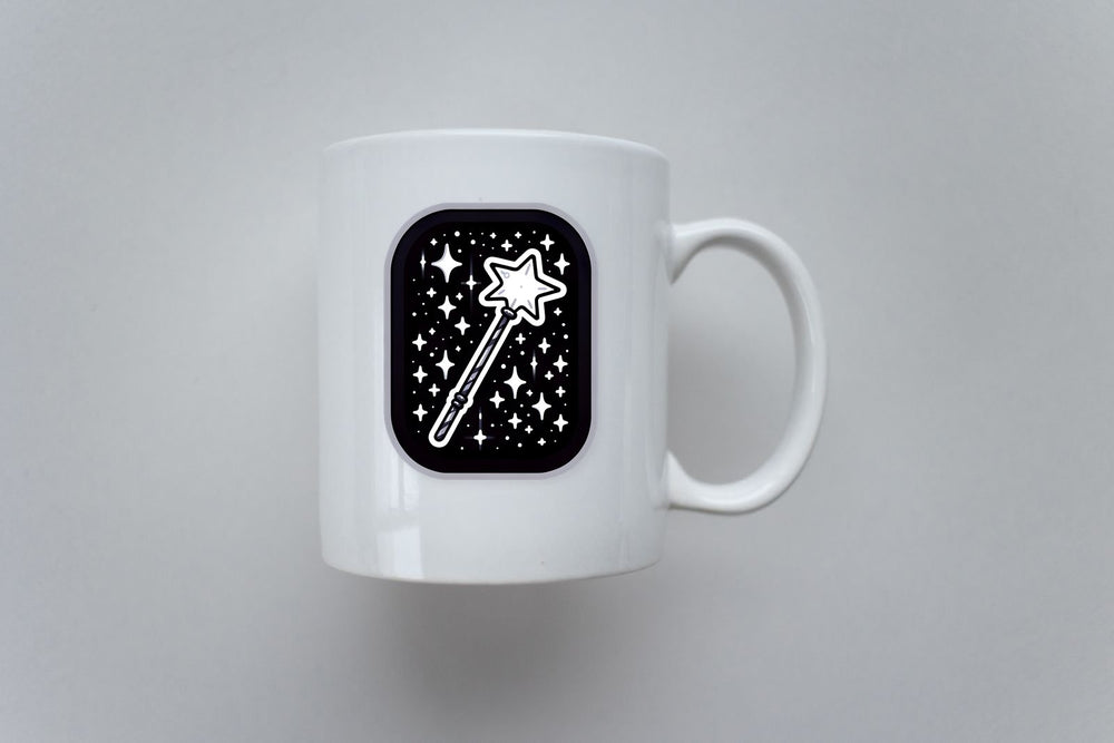 Magic Wand Black & White Sticker