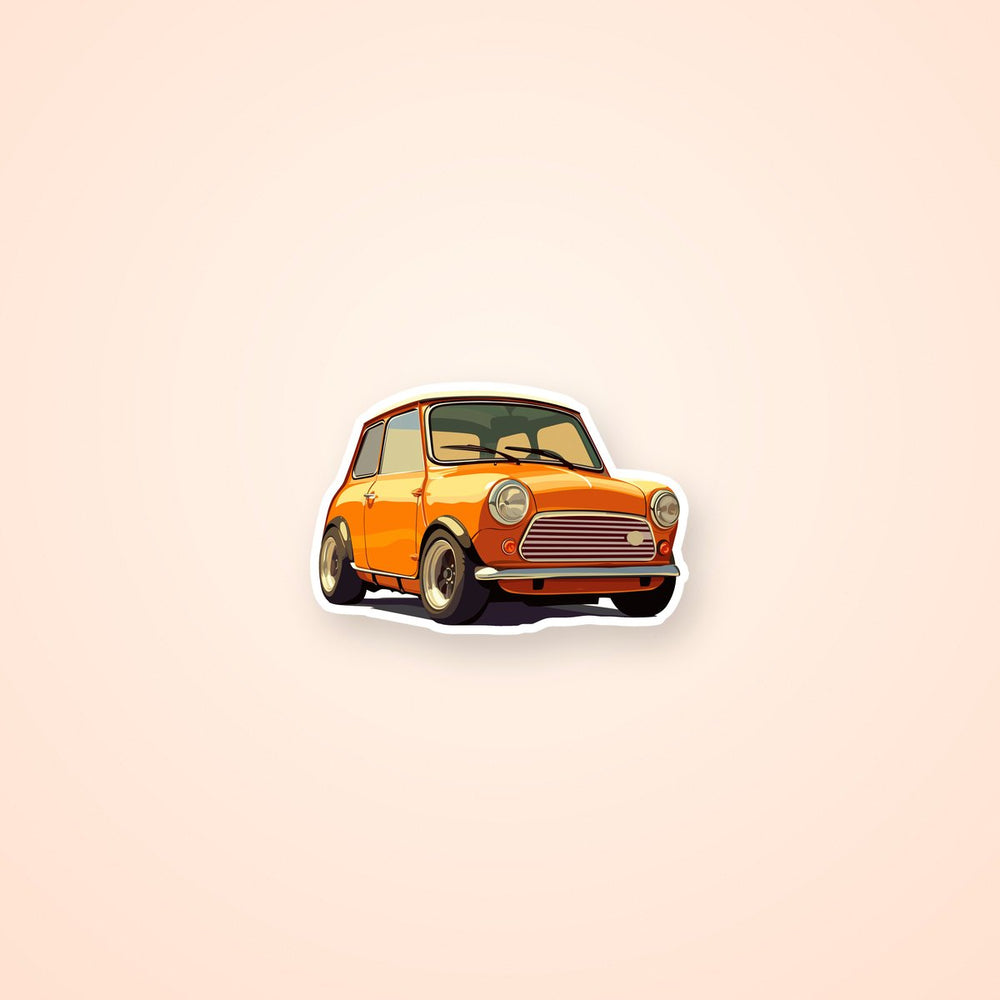 Mini Cooper Orange Classic Car Sticker