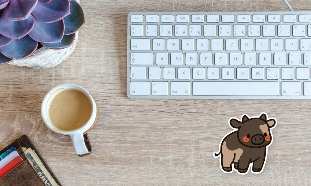 Chibi Brown Cow Sticker