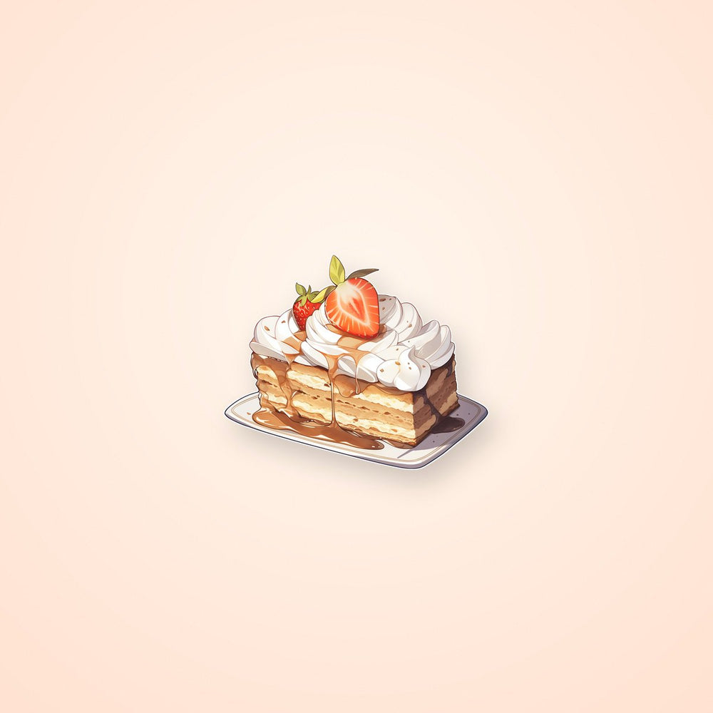 Tiramisu with Strawberry Sticker