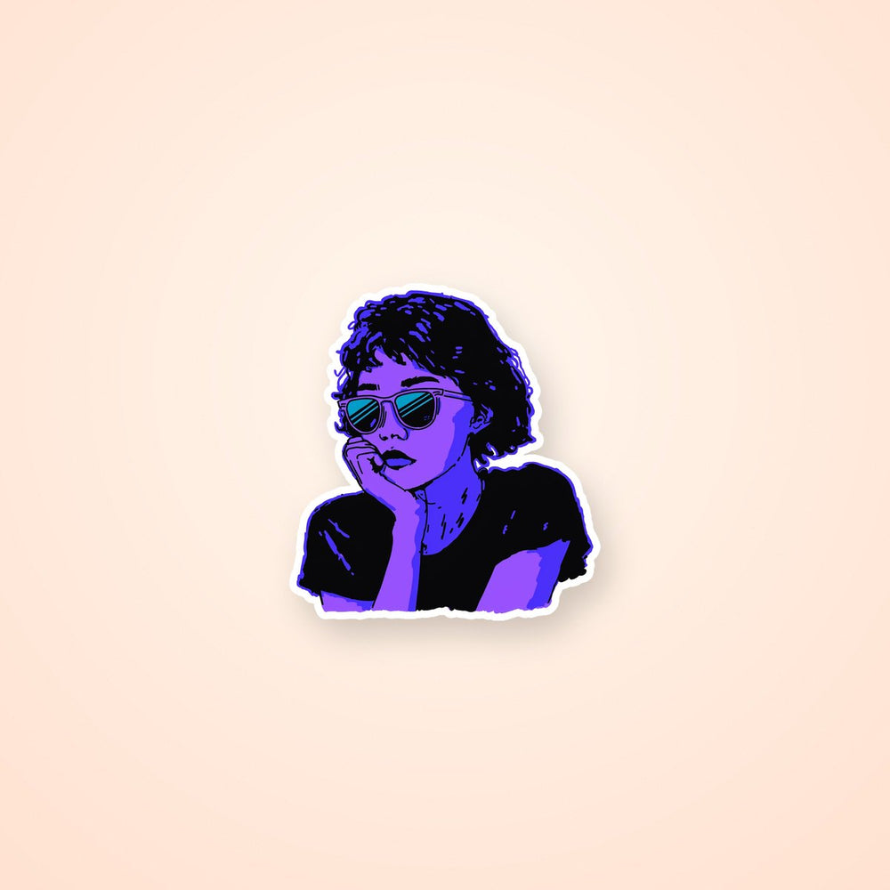 Neon Aesthetic Girl Sunglasses Sticker