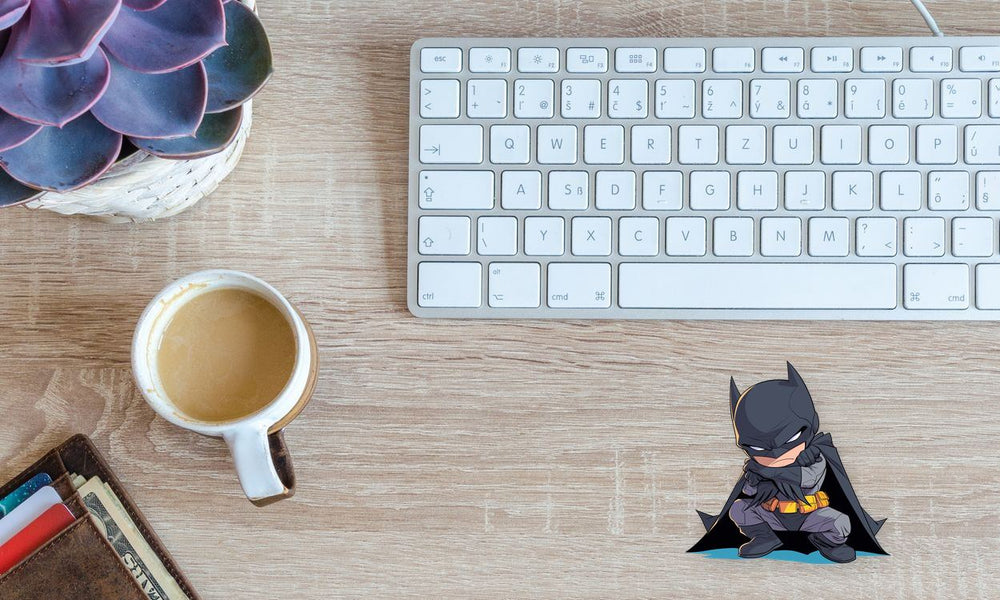 Batman Squatting Chibi Style Sticker