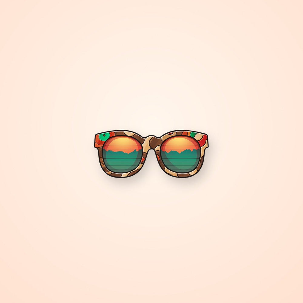 Bright Sunglasses with Green & Orange Reflection Sticker