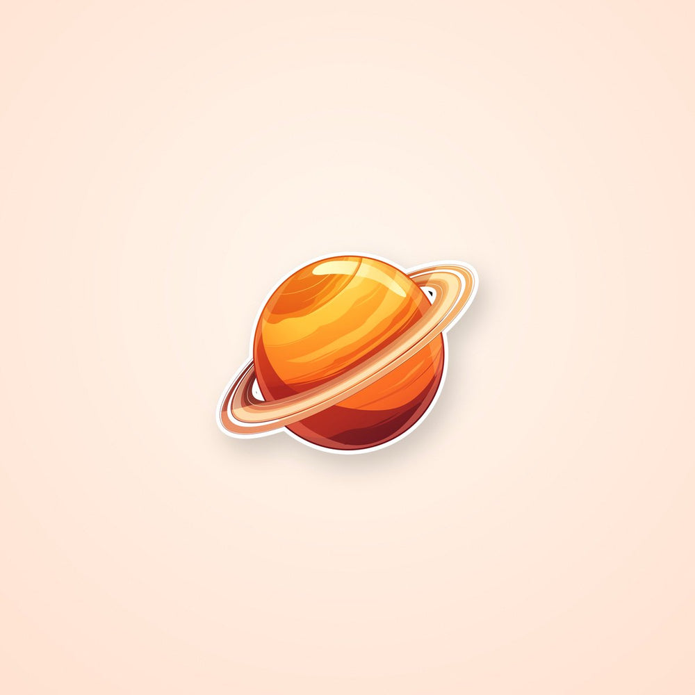 Saturn Orange Planet Space Sticker