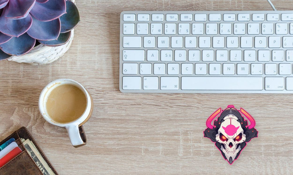 Hardcore Skull Pink Stroke Sticker